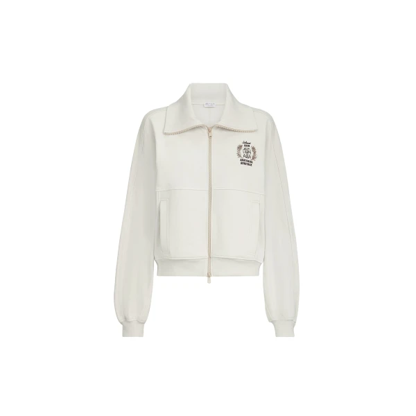 Smooth French terry sweatshirt with logo in Milk