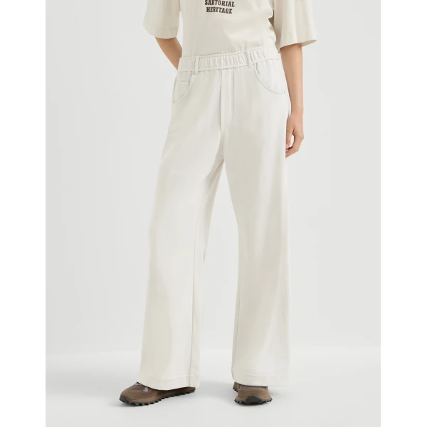 Smooth French terry trousers in Milk - Image 2