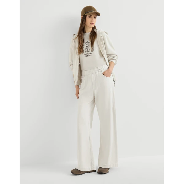Smooth French terry trousers in Milk - Image 5
