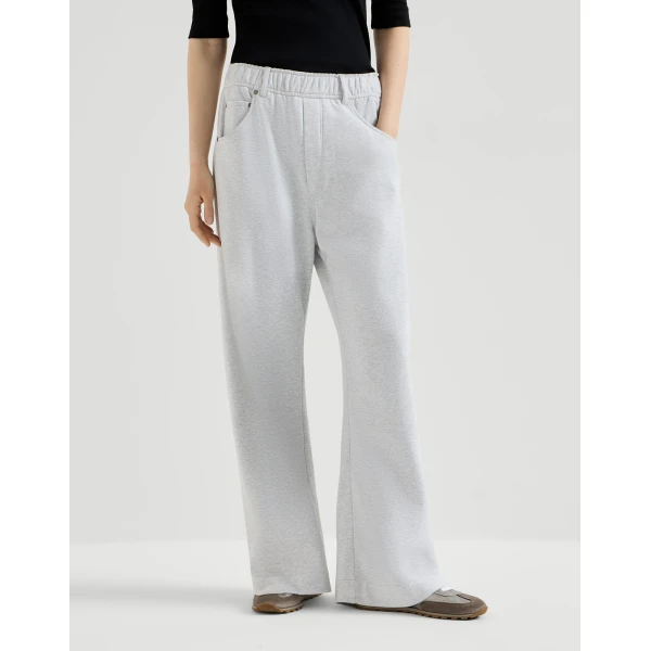 Smooth French terry trousers in Silver - Image 2