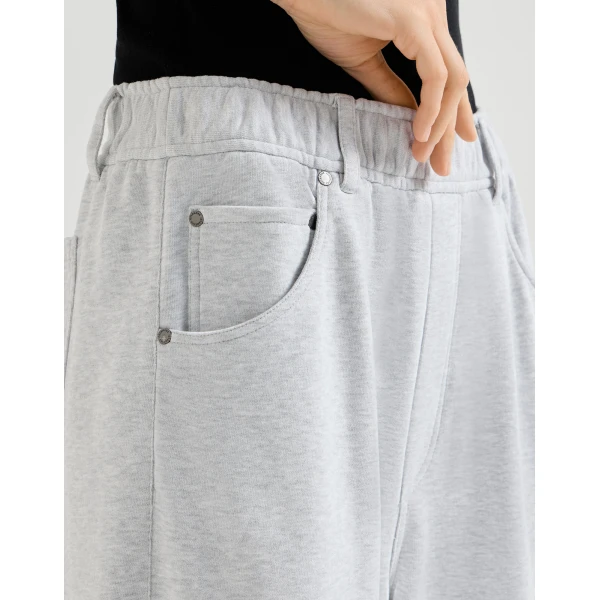 Smooth French terry trousers in Silver - Image 4