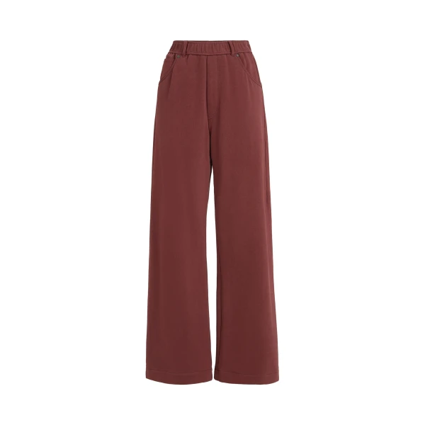 Smooth French terry trousers in Wine