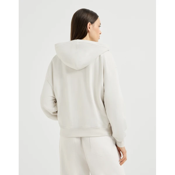 Smooth cotton French terry sweatshirt in Milk - Image 3