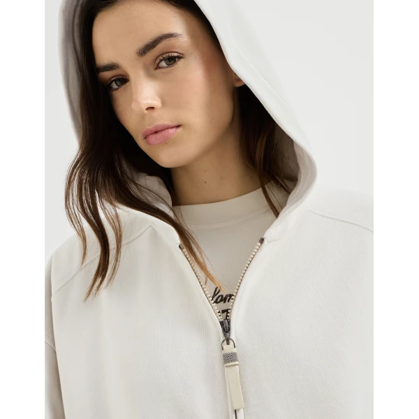 Smooth cotton French terry sweatshirt in Milk - Image 4