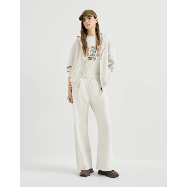 Smooth cotton French terry sweatshirt in Milk - Image 6
