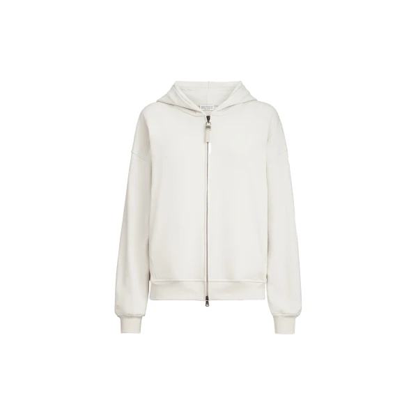 Smooth cotton French terry sweatshirt in Milk