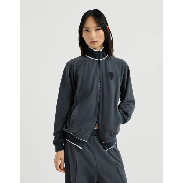 Smooth cotton French terry sweatshirt in Navy Blue - Image 2