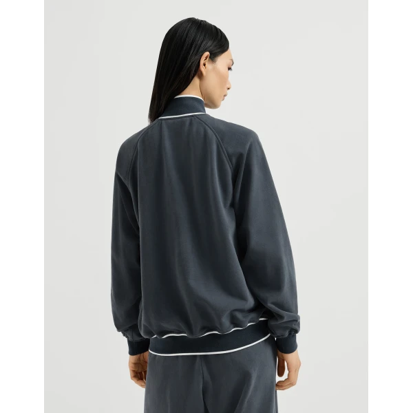 Smooth cotton French terry sweatshirt in Navy Blue - Image 3