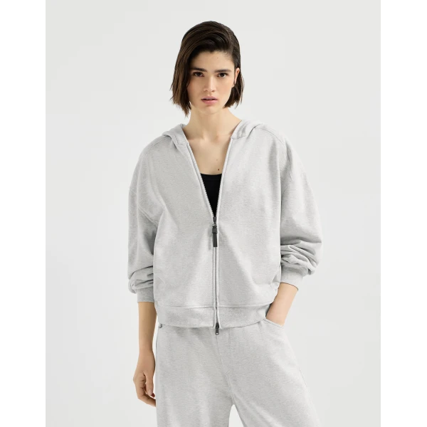 Smooth cotton French terry sweatshirt in Silver - Image 2
