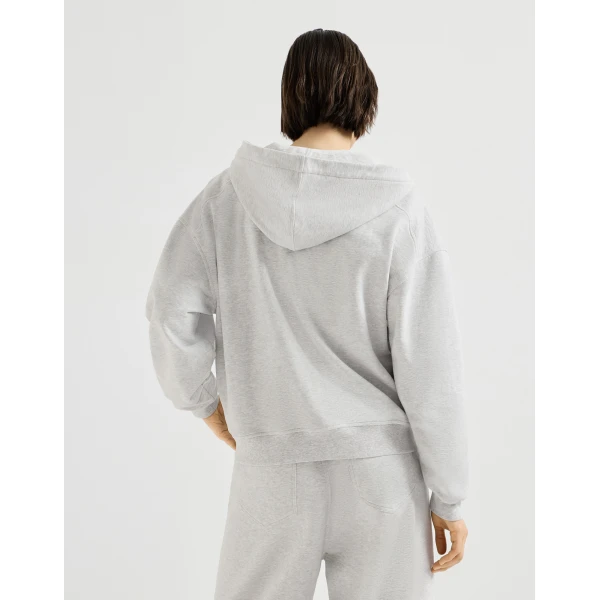 Smooth cotton French terry sweatshirt in Silver - Image 3