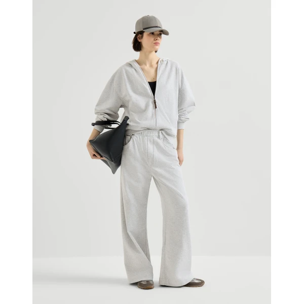 Smooth cotton French terry sweatshirt in Silver - Image 6