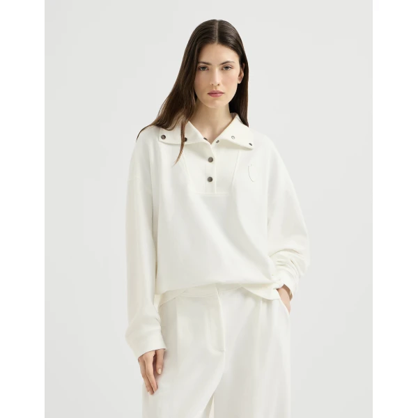 Smooth cotton French terry sweatshirt in White - Image 2