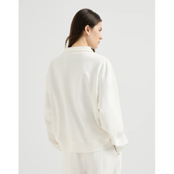 Smooth cotton French terry sweatshirt in White - Image 3