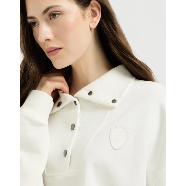 Smooth cotton French terry sweatshirt in White - Image 4