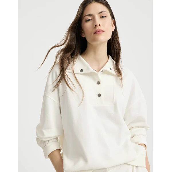Smooth cotton French terry sweatshirt in White - Image 5
