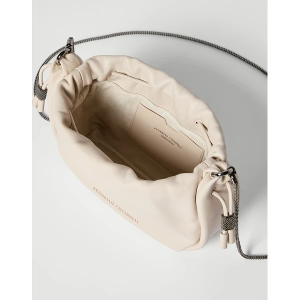 Soft leather mini Mellow Bucket bag in Ivory - Image 5