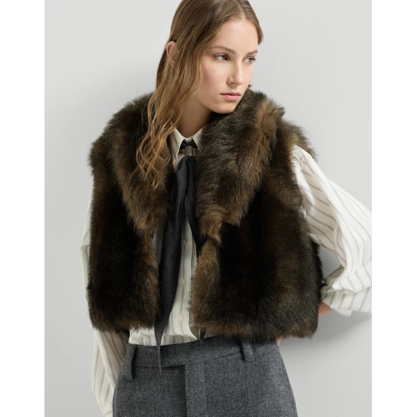 Soft shearling vest in Pine Cone Brown - Image 5