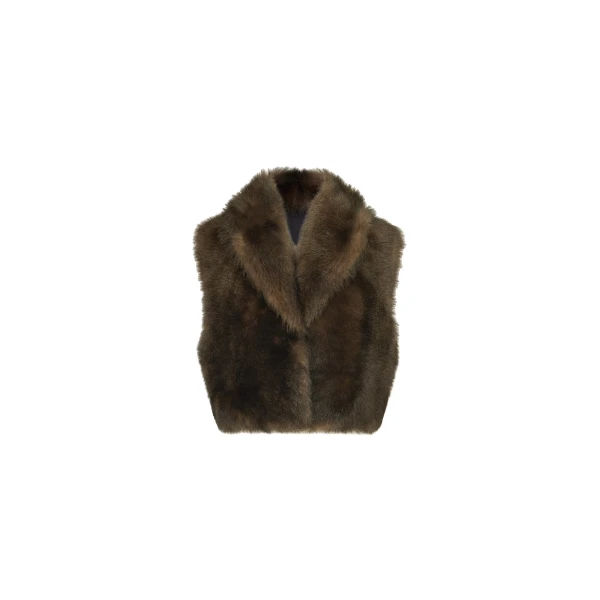 Soft shearling vest in Pine Cone Brown