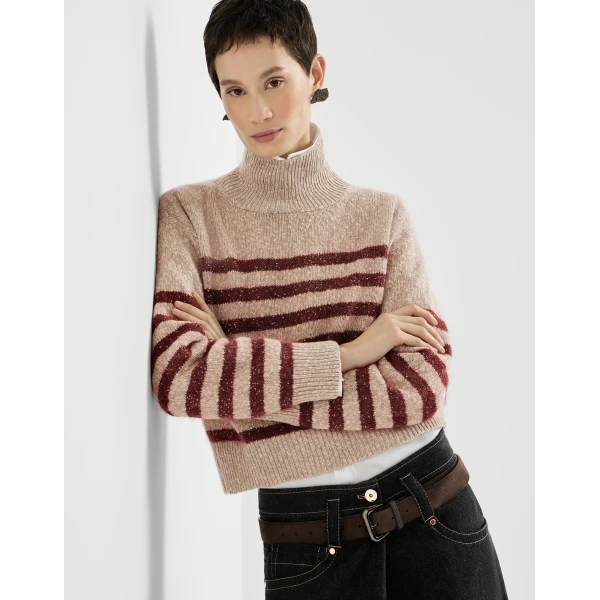 Soft virgin wool and cashmere sweater in Beige - Image 5