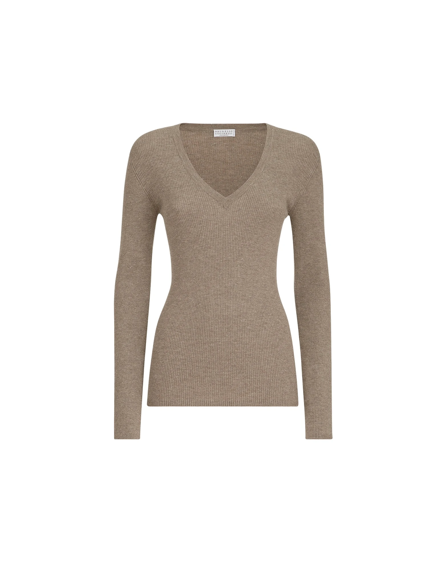 Brunello Cucinelli Sparkling cashmere ribbed sweater in Rope Brunello Cucinelli