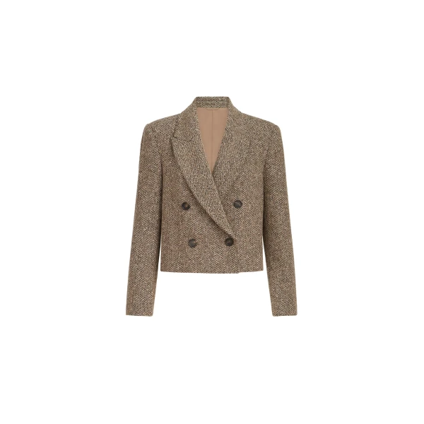 Sparkling chevron Crop blazer in Light Brown