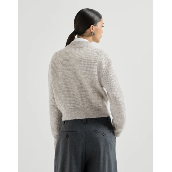 Sparkling double-knit net cardigan in Light Grey - Image 3