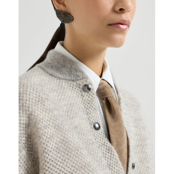 Sparkling double-knit net cardigan in Light Grey - Image 4