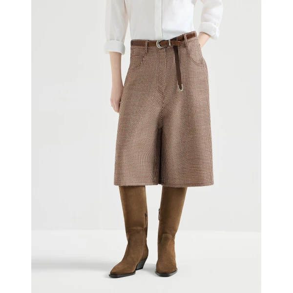 Brunello Cucinelli Sparkling houndstooth Bermuda shorts in Brown