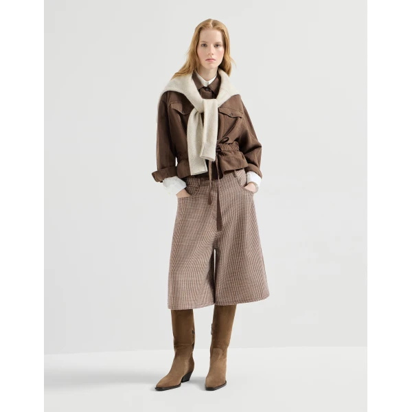 Brunello Cucinelli Sparkling houndstooth Bermuda shorts in Brown