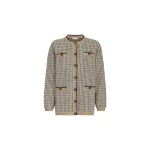 Brunello Cucinelli Sparkling houndstooth cardigan in Light Brown | Cardigan | Coveti