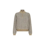 Brunello Cucinelli Sparkling houndstooth half-zip sweater in Light Brown | Sweaters | Coveti