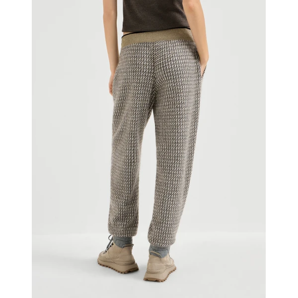 Brunello Cucinelli Sparkling houndstooth trousers in Light Brown, view 3 | Pants | Coveti