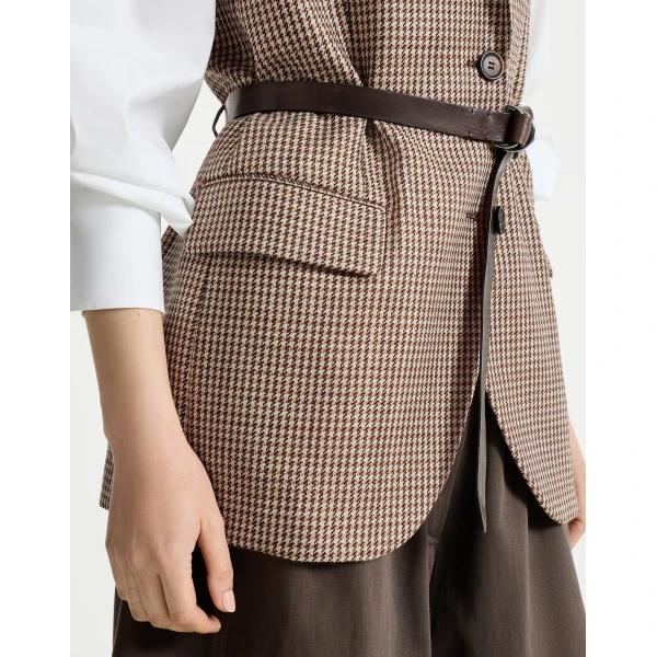 Brunello Cucinelli Sparkling houndstooth vest in Beige