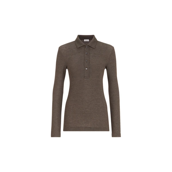 Sparkling jersey polo shirt in Coffee
