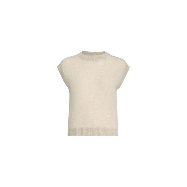 Sparkling mohair and wool T-shirt in Ivory