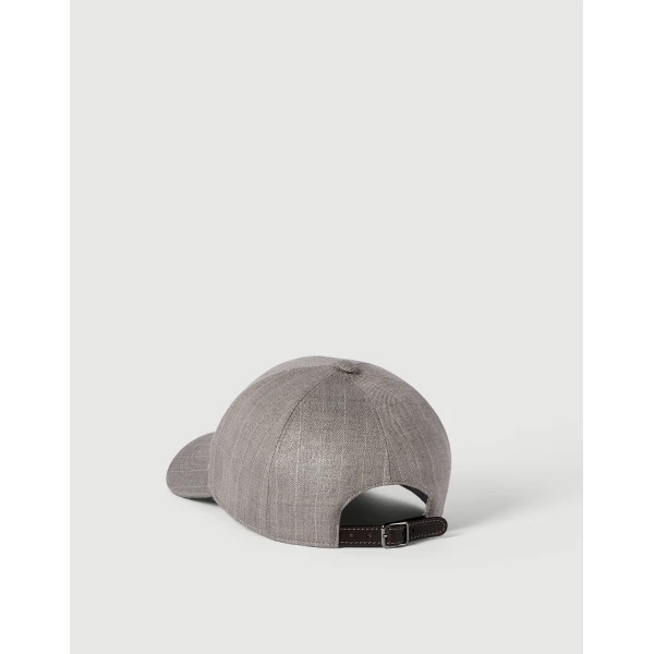Brunello Cucinelli Sparkling pinstripe baseball cap in Silver, view 2 | Hats | Coveti
