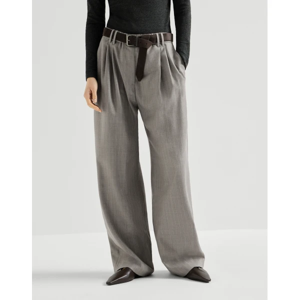 Sparkling pinstripe track trousers in Silver - Image 2