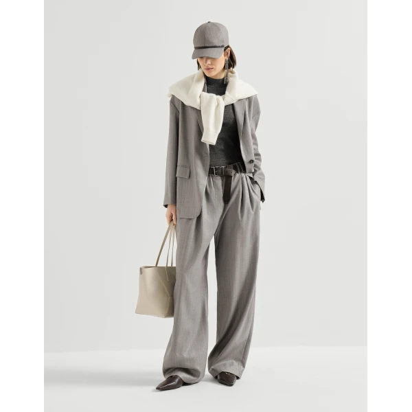 Sparkling pinstripe track trousers in Silver - Image 6