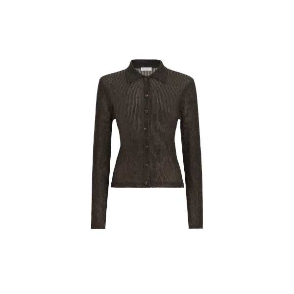 Sparkling rib knit cardigan in Anthracite
