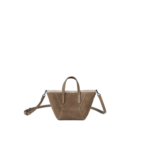 Sparkling textured leather BC Duo bag in Bark