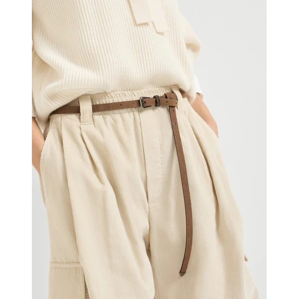 Brunello Cucinelli Sparkling textured leather belt in Hazelnut, view 3 | Belts | Coveti