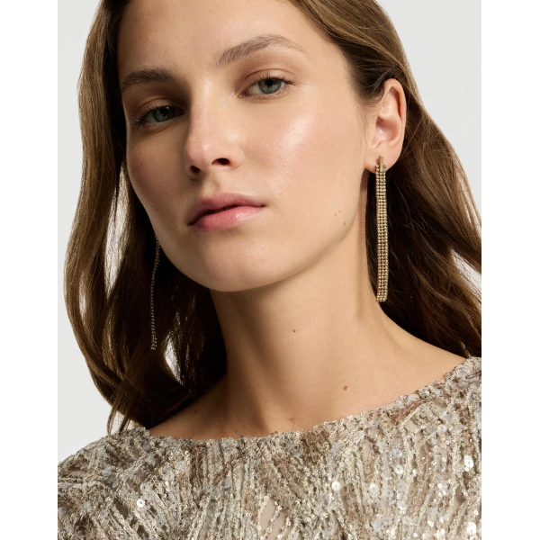 Brunello Cucinelli Sterling Silver cascade earrings in Gold, view 3 | Earrings | Coveti