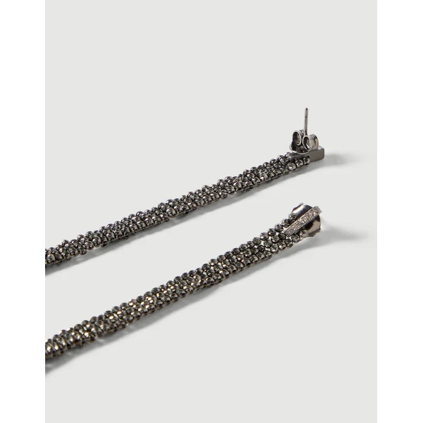 Brunello Cucinelli Sterling Silver cascade earrings in Silver, view 2 | Earrings | Coveti