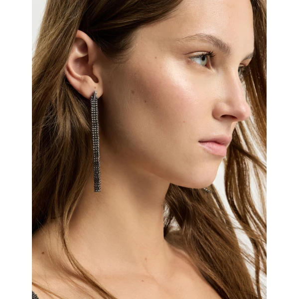 Brunello Cucinelli Sterling Silver cascade earrings in Silver, view 3 | Earrings | Coveti