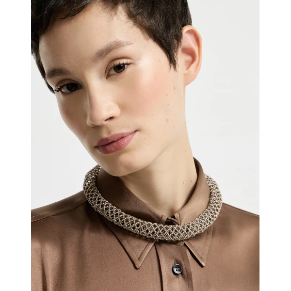 Brunello Cucinelli Sterling Silver choker in Silver, view 3 | Necklace | Coveti