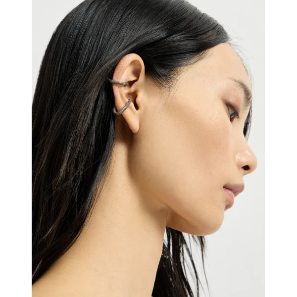 Brunello Cucinelli Sterling Silver ear cuff in Silver, view 2 | Earrings | Coveti