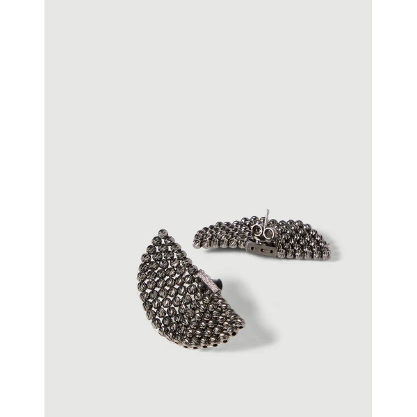 Brunello Cucinelli Sterling Silver earrings in Black, view 2 | Earrings | Coveti