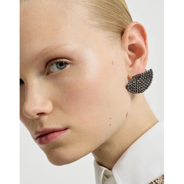 Brunello Cucinelli Sterling Silver earrings in Black, view 3 | Earrings | Coveti