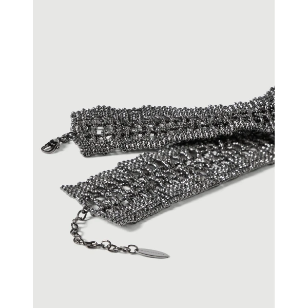 Brunello Cucinelli Sterling Silver wide choker in Silver, view 2 | Necklace | Coveti