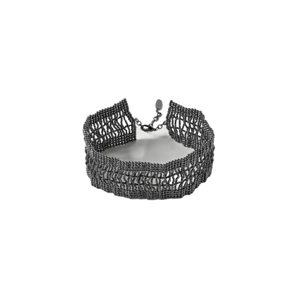 Sterling Silver wide choker in Silver